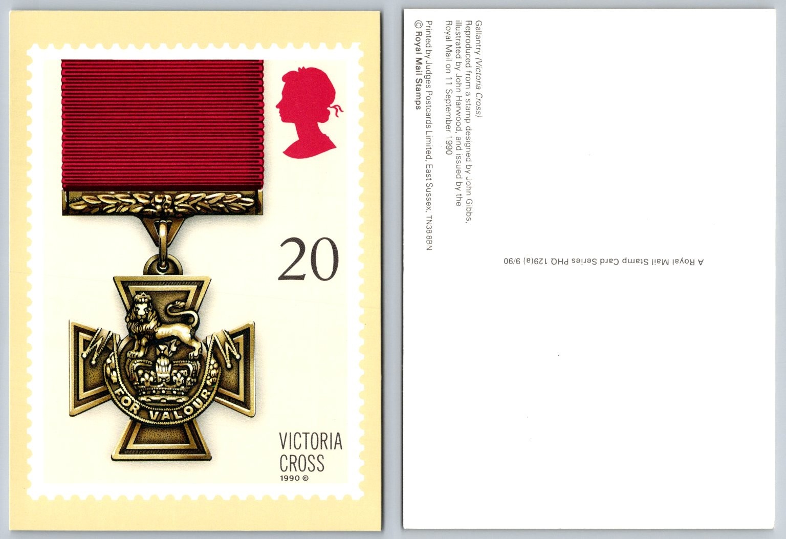Royal Mail PHQ Card 1990 Victoria Cross Medal Stamp John Gibbs UK Postcard
