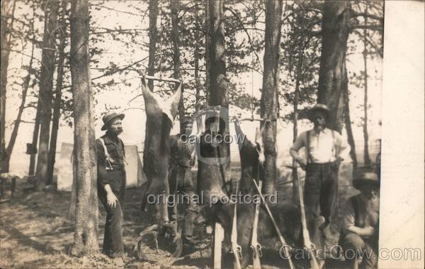 Pacific Grove, California CA Hunters with Deer Original Vintage Real Photo RPPC