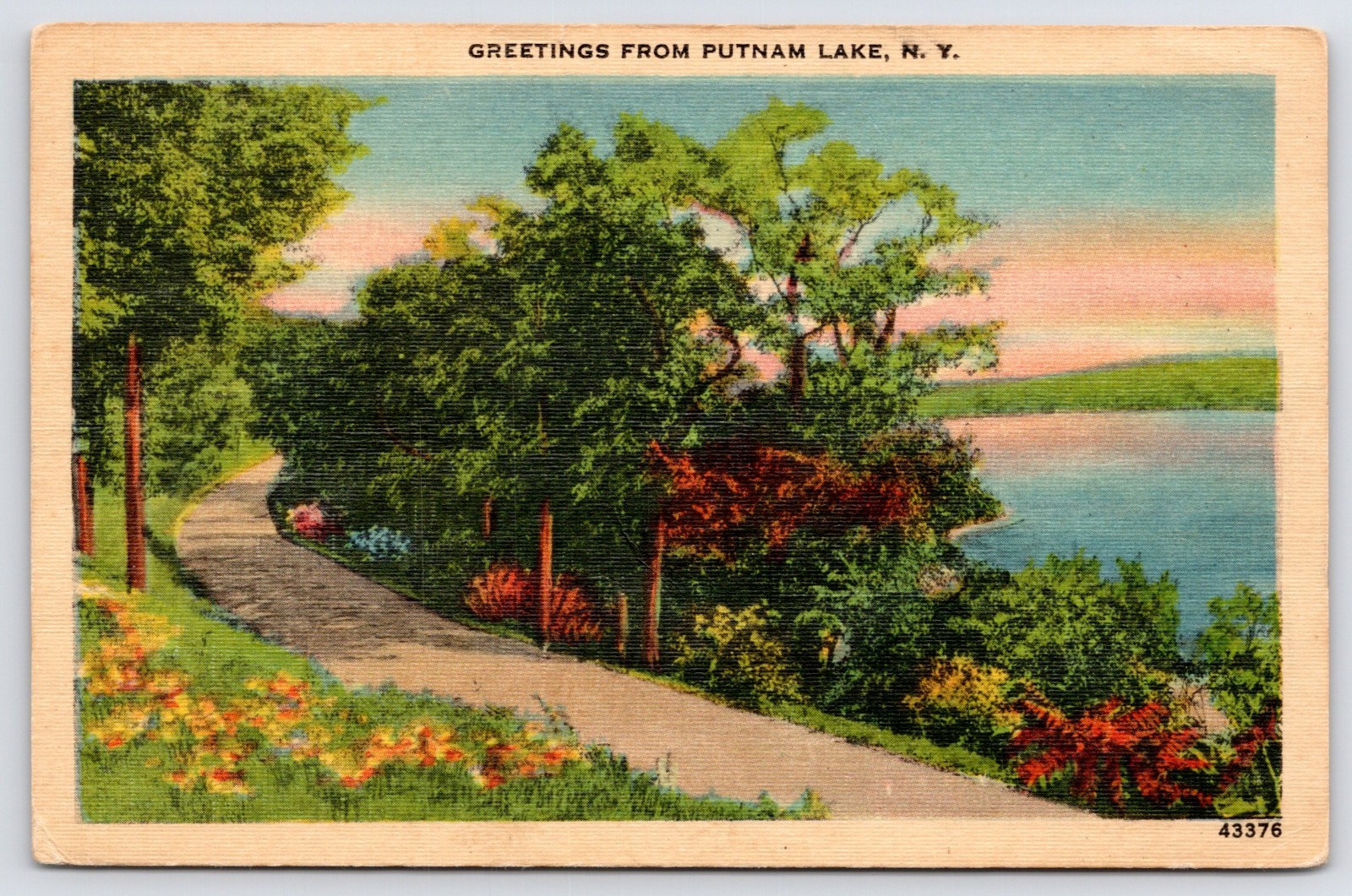 Patterson NY Greetings From Putnam Lake~Having A Nice Time~Weather Is Fine~Linen