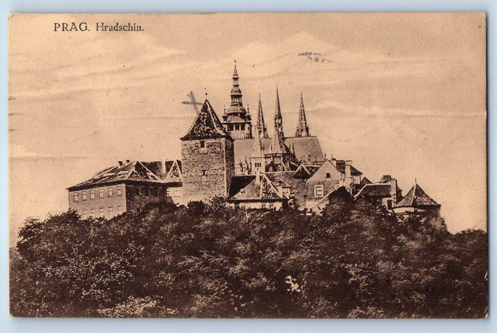 Prague Bohemia Czech Republic Postcard Hradschin Building 1911 Antique