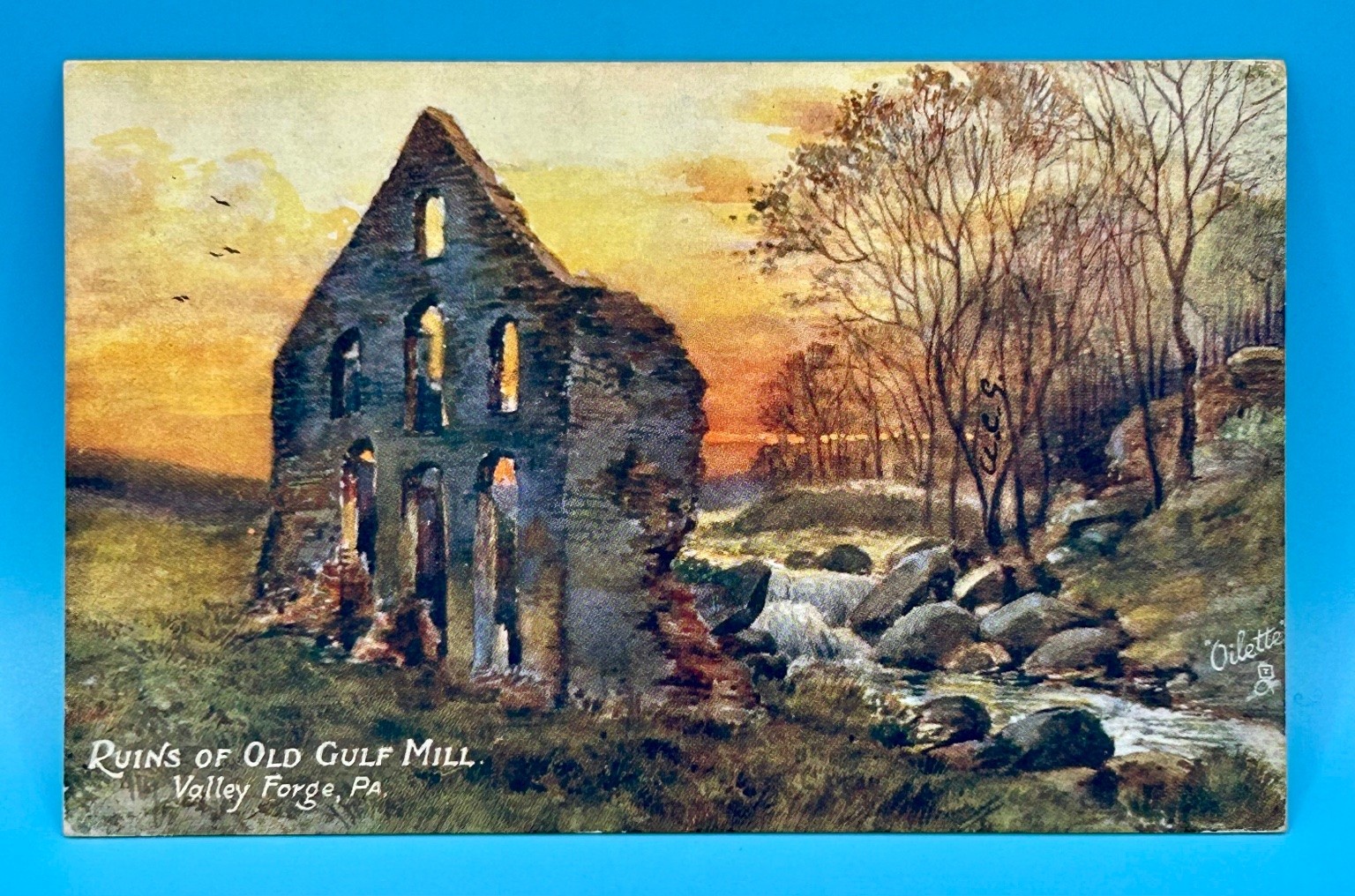 1909 Raphael Tuck Oilette Postcard Ruins Old Gulf Mill Valley Forge PA