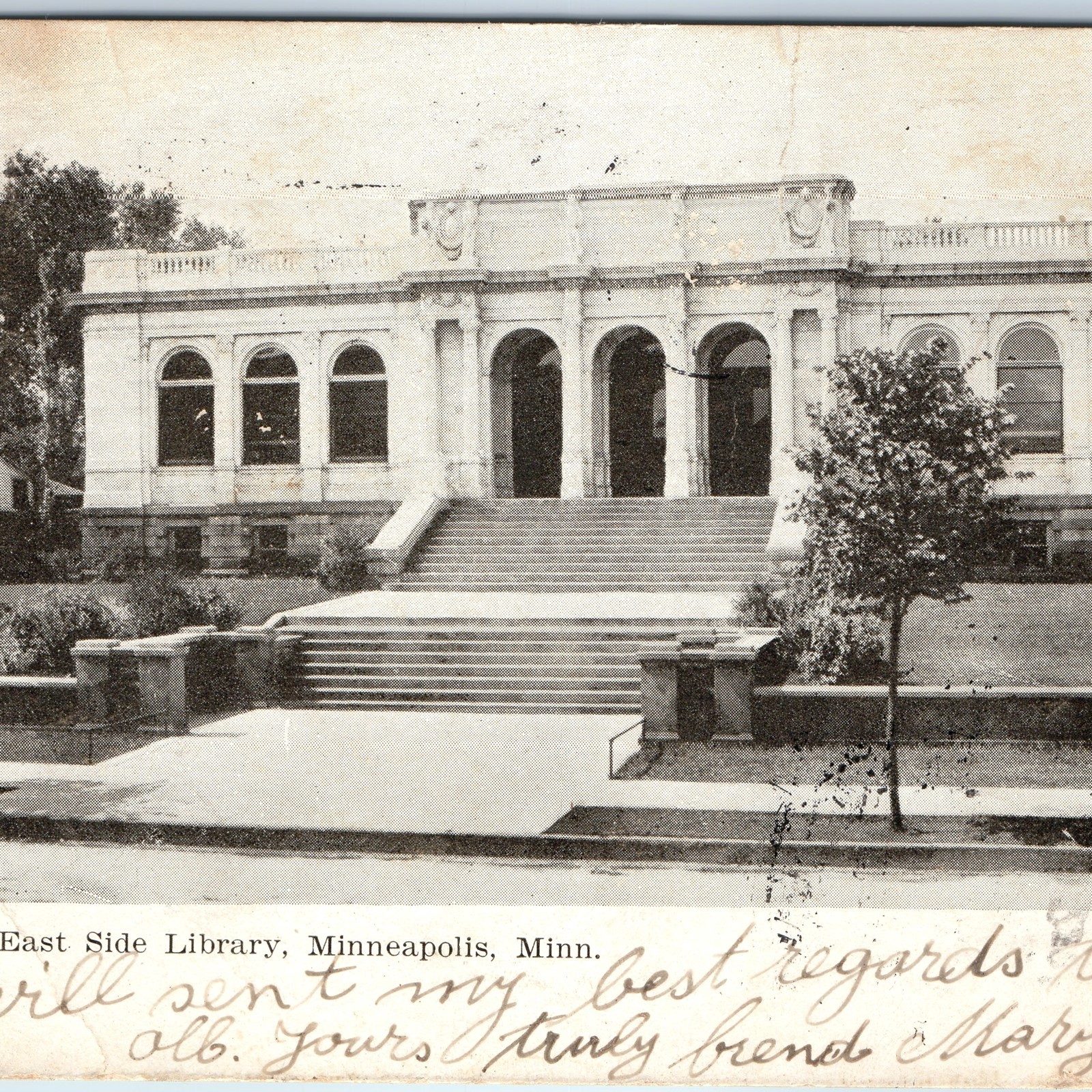 c1900s Minneapolis, MN Pillsbury East Side Library Postcard UB Burlington IA