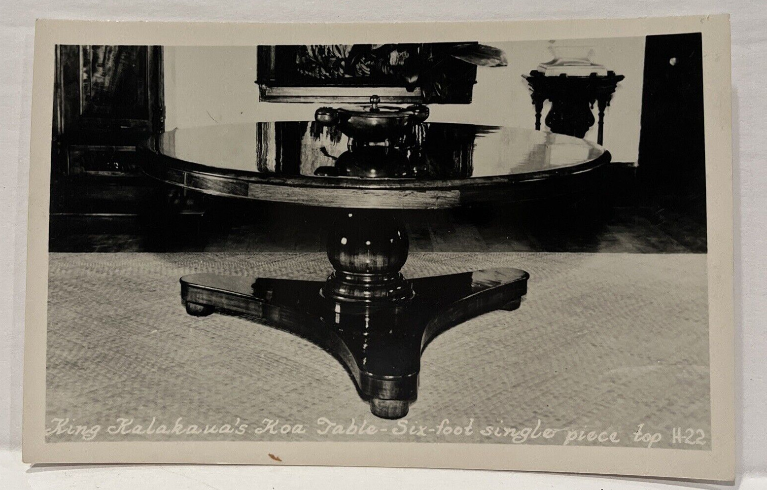King Kalakaua’s Koa Table Six-feet Single Piece Top H-22 Postcard Rare