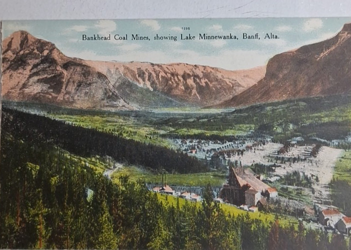 Banff Alberta Canada Bankhead Coal Mines Lake Minnewanka Vintage Postcard UNP