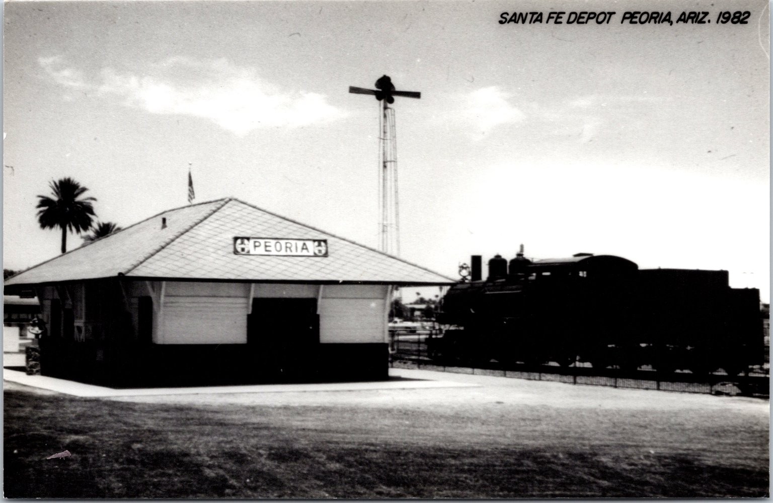 Peoria Arizona AZ Postcard Santa Fe Railroad Train Station Depot