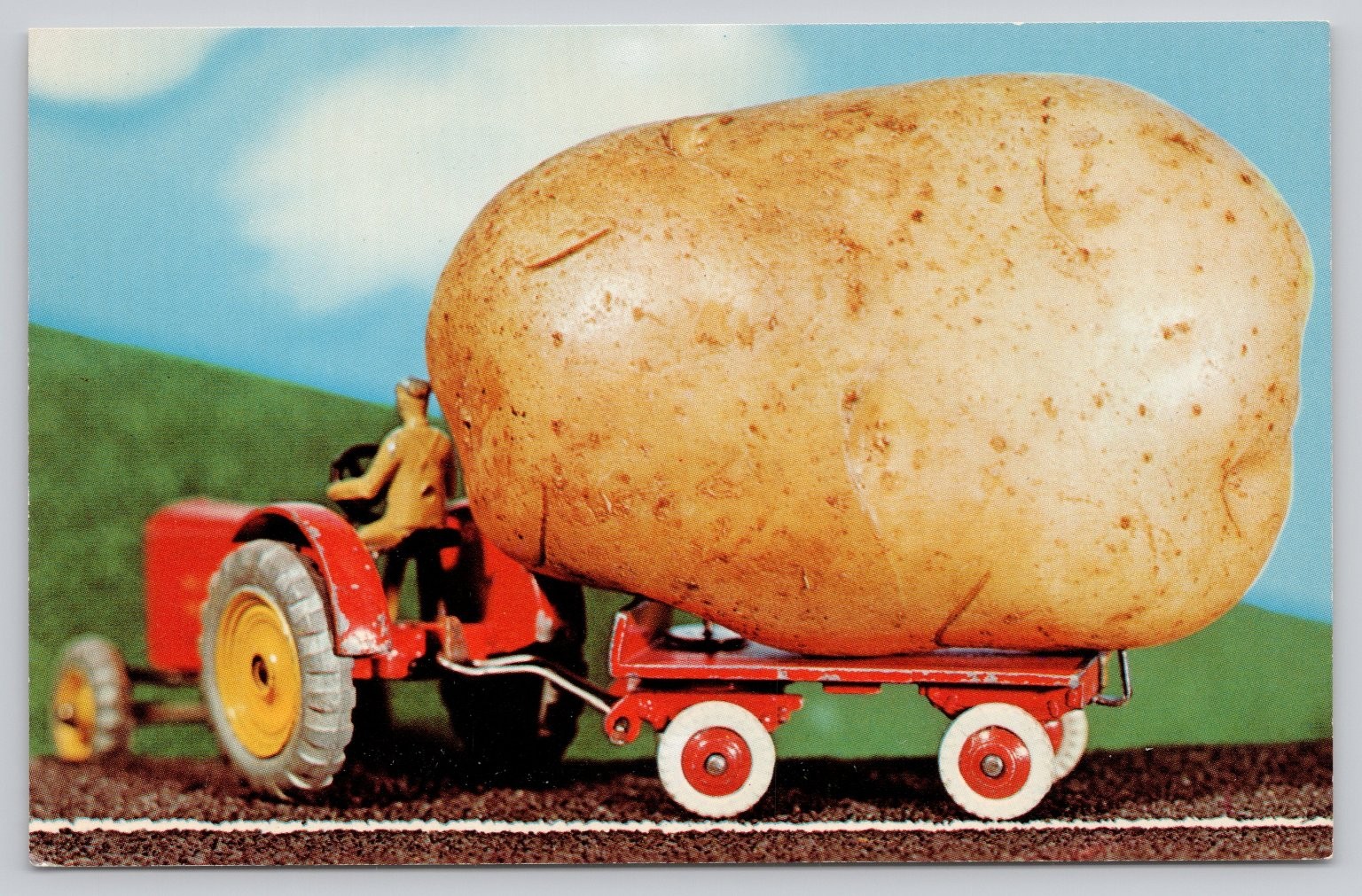 Vintage Dexter Press Potato Tractor Photochrome Postcard 1939-Now