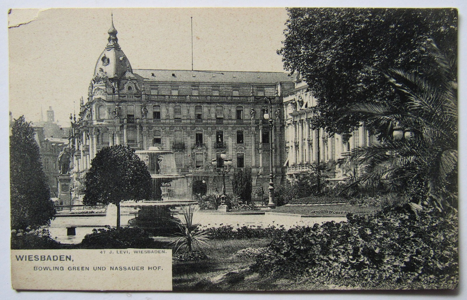 Germany Wiesbaden Bowling Green und Nassauer Hof. Postcard Antique