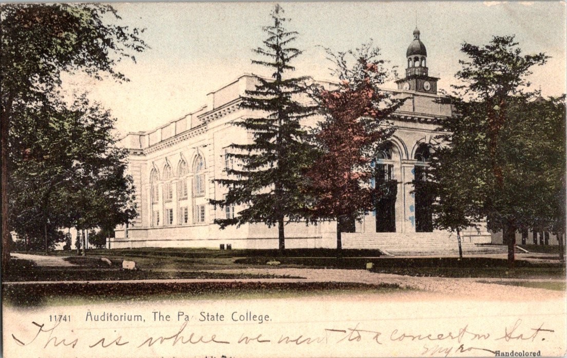 Vintage Handcolored Postcard Auditorium Pa State College 1906