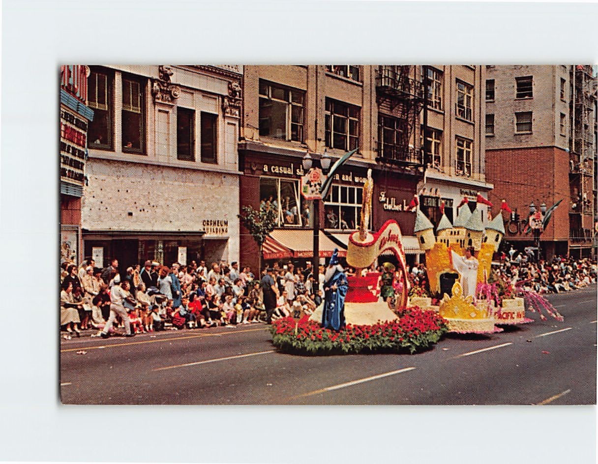 Postcard Rose Festival Grand Floral Parade Portland Oregon USA