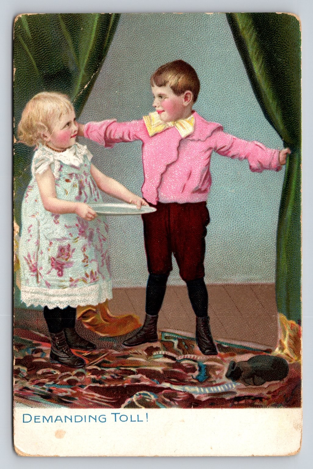 Raphael Tuck Demanding Toll Postcard Little Men & Women Series Printed Germany