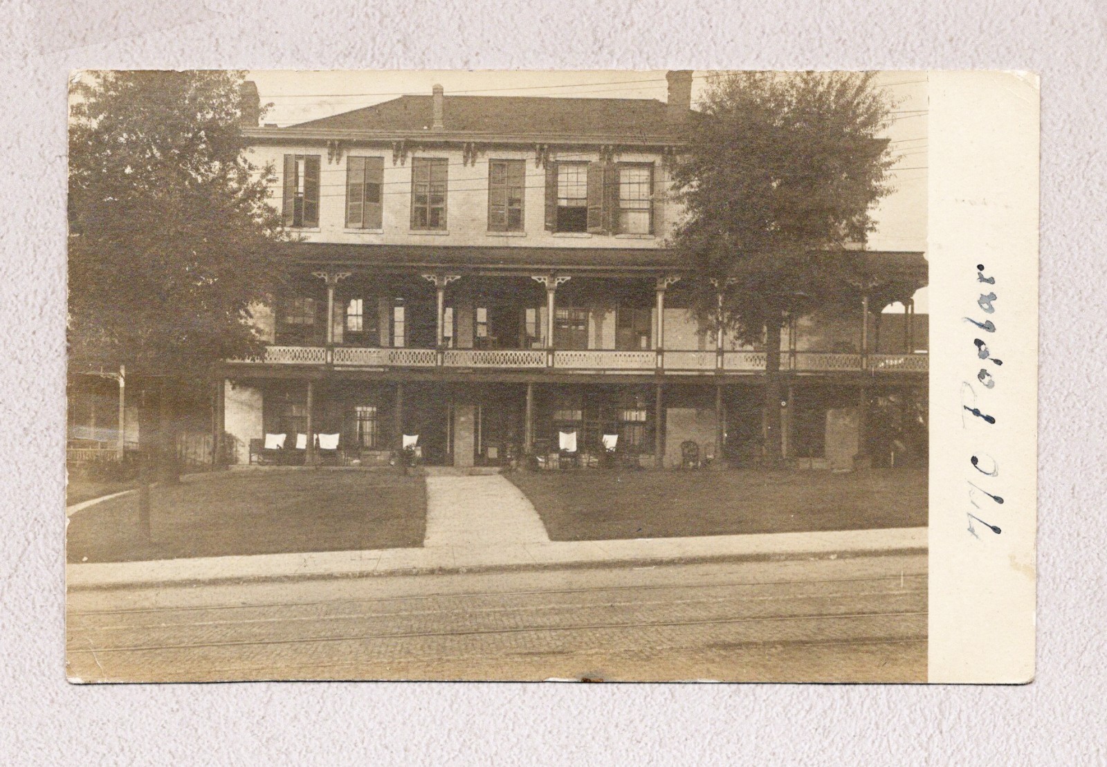 MACON Georgia 770 Poplar St. RPPC Real Photo Sepia Postcard c1910, Street Scene