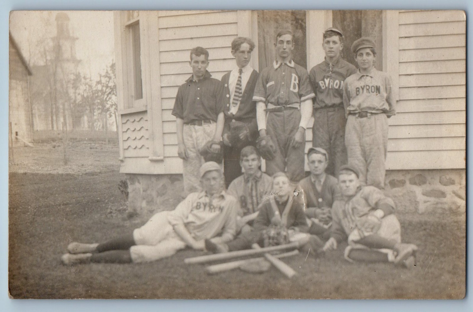 c1910’s High School Baseball Team Byron Michigan MI RPPC Photo Antique Postcard