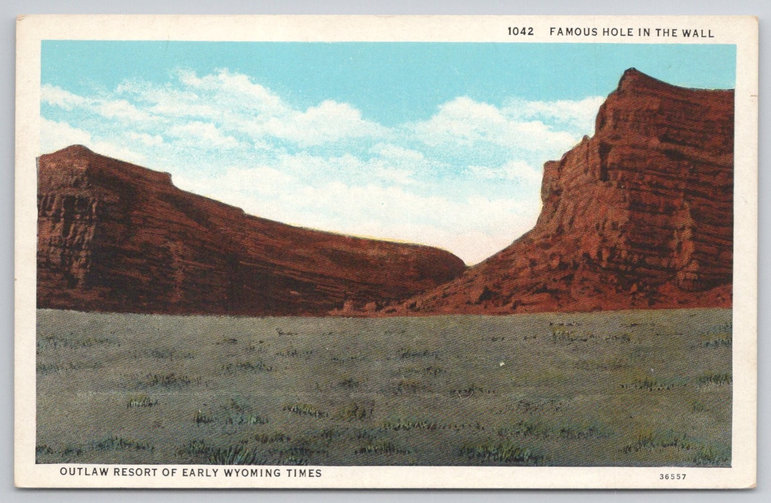 WYOMING Famous Hole in the Wall Outlaw Resort Sanborn Postcard 1930s-40s