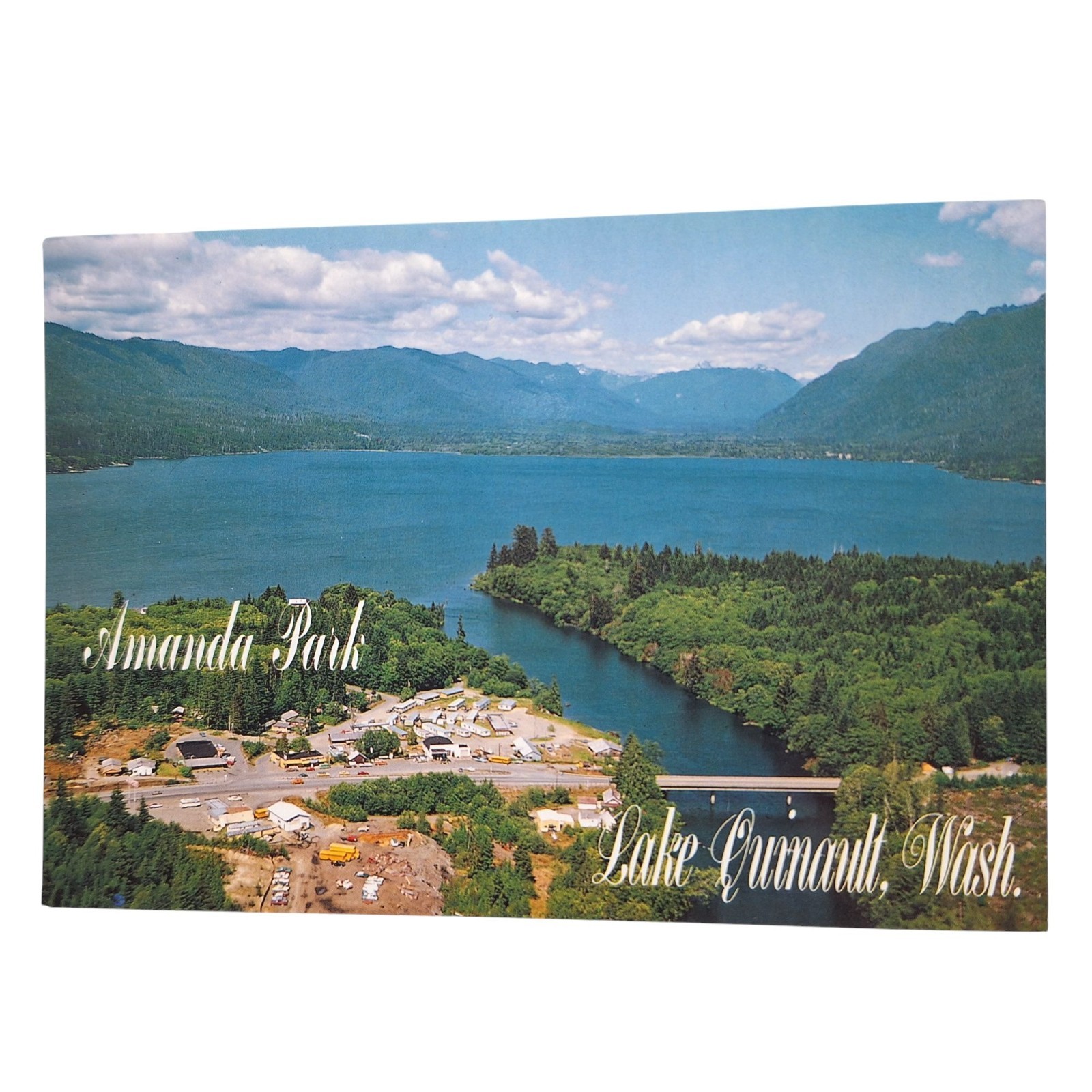 Postcard Lake Quinault Amanda Park Washington Aerial View Chrome Unposted