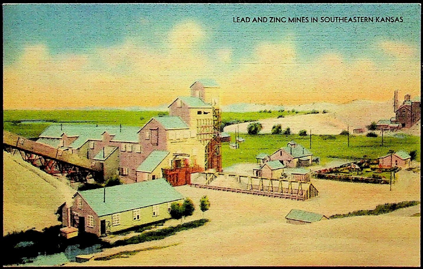Kansas lead zinc mines Woodgifts vintage Unposted Postcard