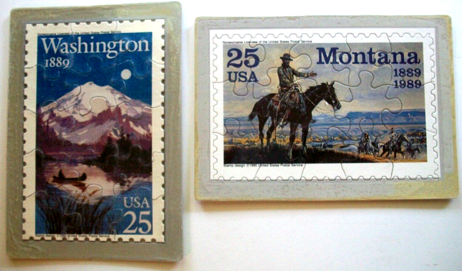 2 Lot Washington & Montana States Series Puzzle Postcards in wrappers USPS 1990