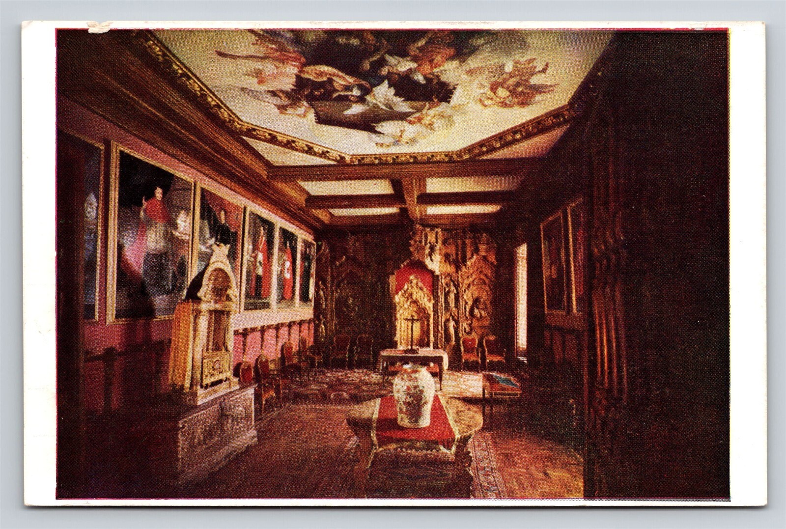 Mexico City National Basilica of Our Lady of Guadalupe Chapter Hall Vtg Postcard