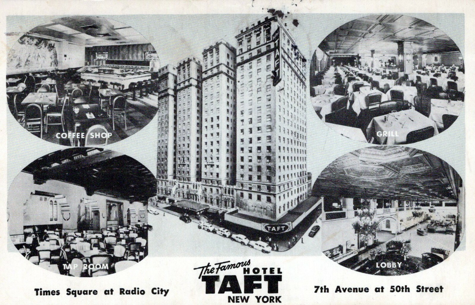 Hotel Taft New York Times Square At Radio City Posted Vintage Chrome Post Card
