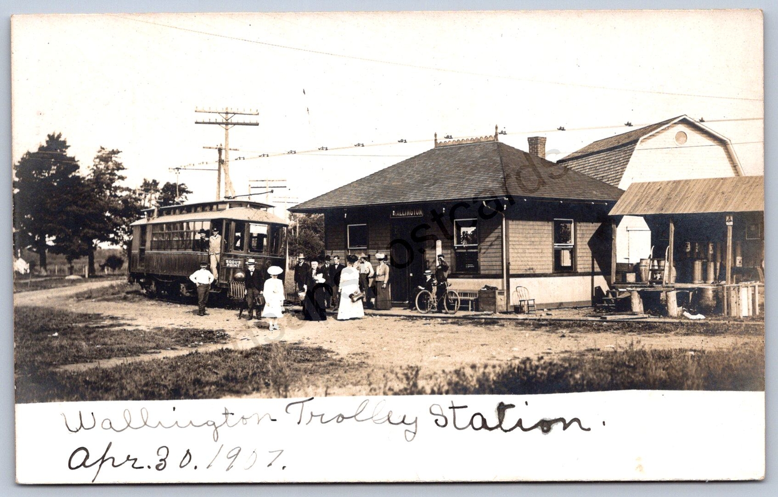 K11/ Wallington New York RPPC Postcard Trolley Station Depot Sodus Point 278