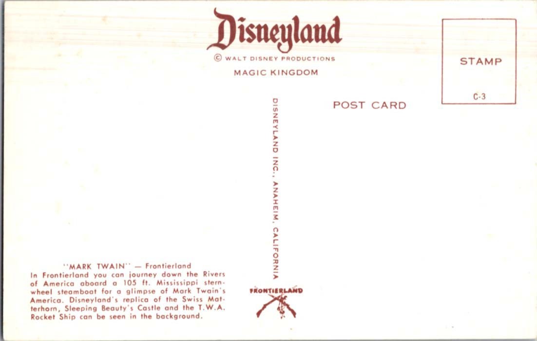 Anaheim – Los Angeles California CA : DISNEYLAND AMUSEMENT PARK j/13 BH8815
