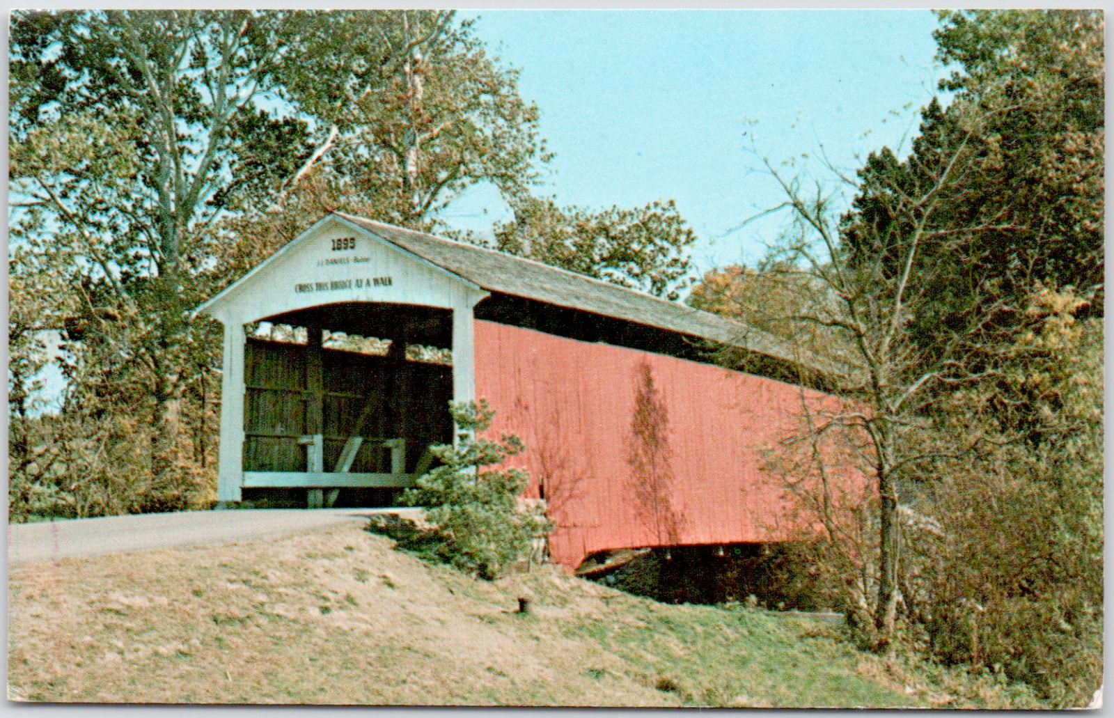 Parke County Indiana Billie Creek Village Covered Bridge Williams Creek Postcard