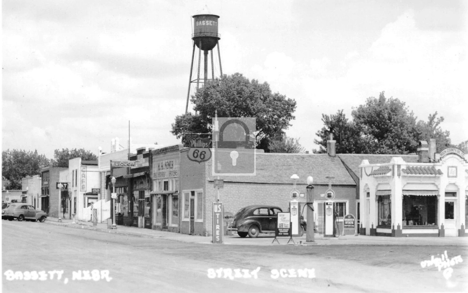 Street View Water Tower & Gas Station Bassett Nebraska NE – Reprint