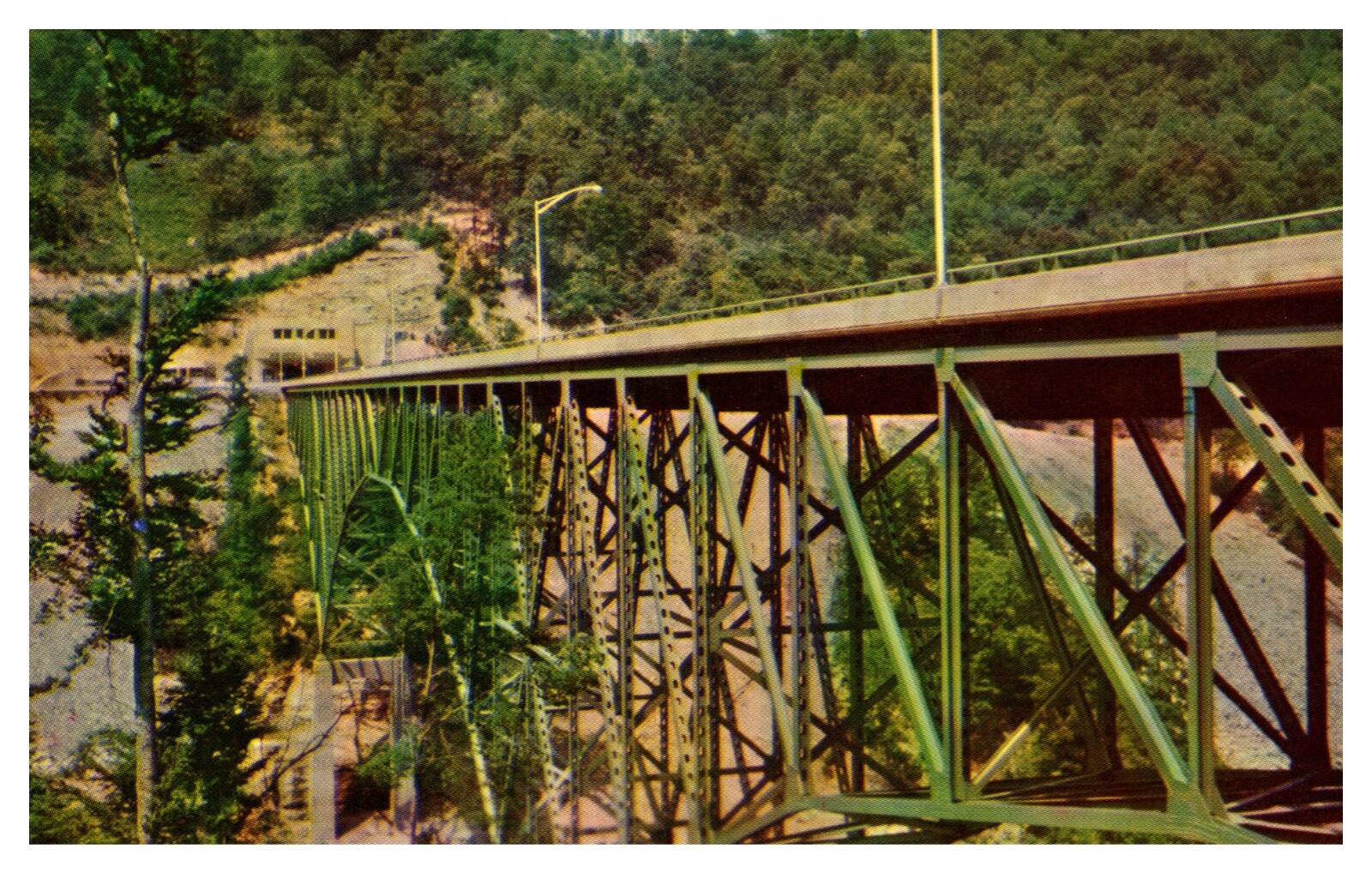 West Virginia Turnpike Bender Bridge Posted 1962 Chrome Postcard