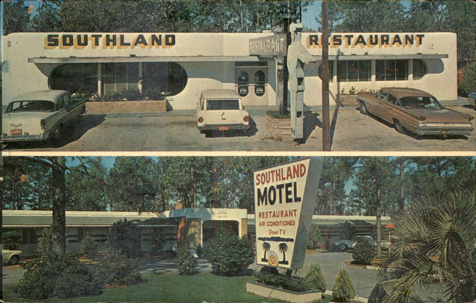 Walterboro SC Southland Motel & Restaurant Photo Arts c1960s Vintage Postcard
