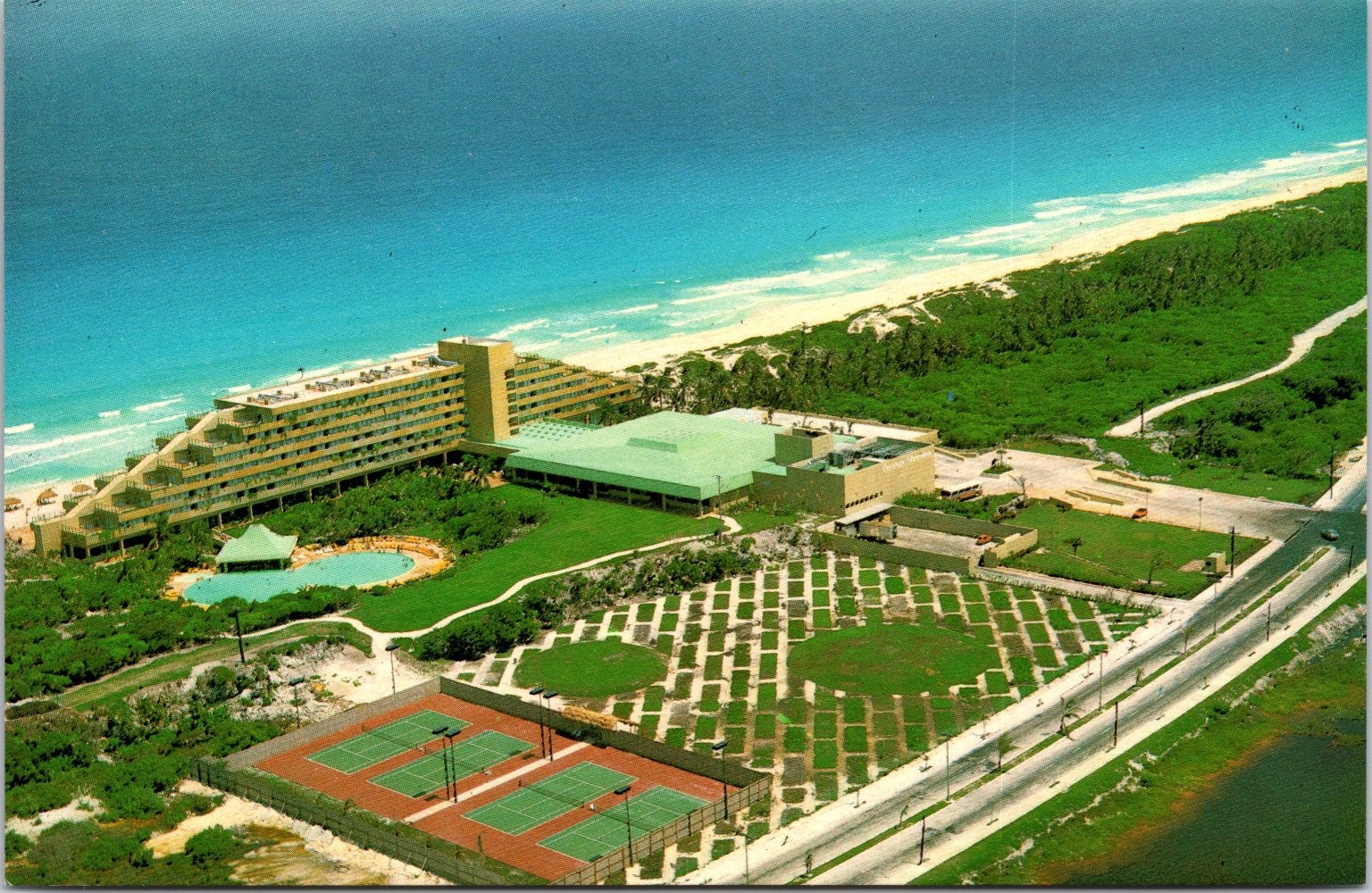 Cancun Sheraton Hotel Aerial View Vintage Postcard Mexico 1981 State Summit