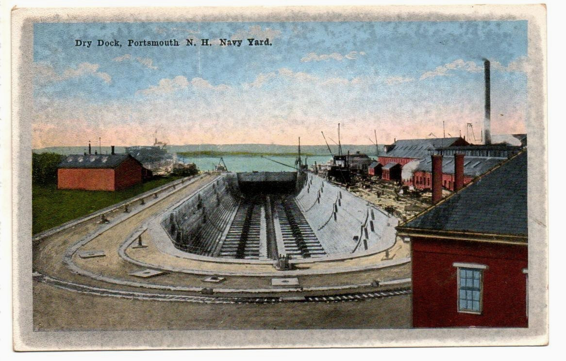 Vintage Dry Dock Postcard Portsmouth NH Navy Yard James F Snow White Border