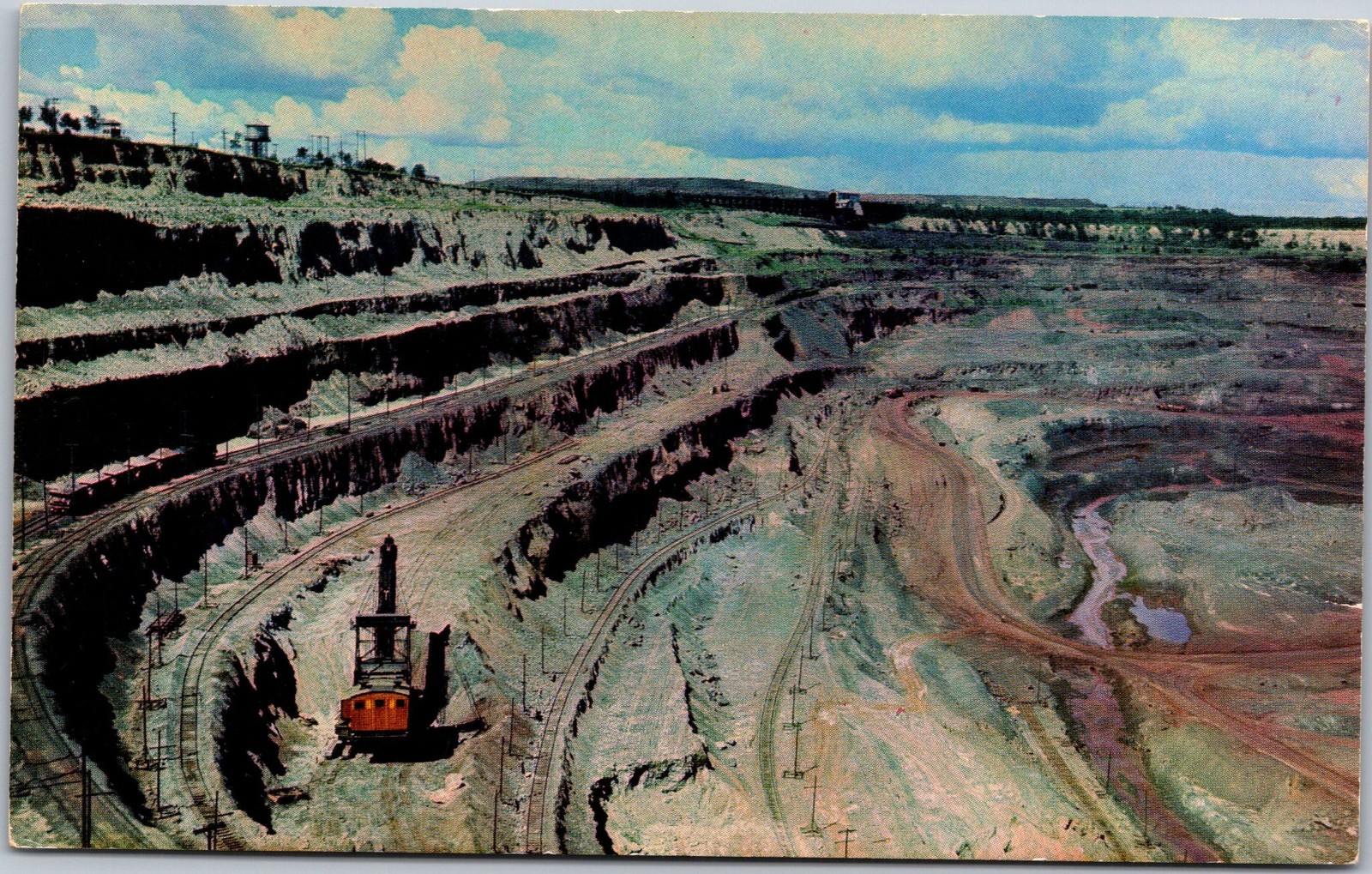 Vintage Mesabi Iron Range Postcard Unposted Open Pit Iron Mine Kodachrome K-203