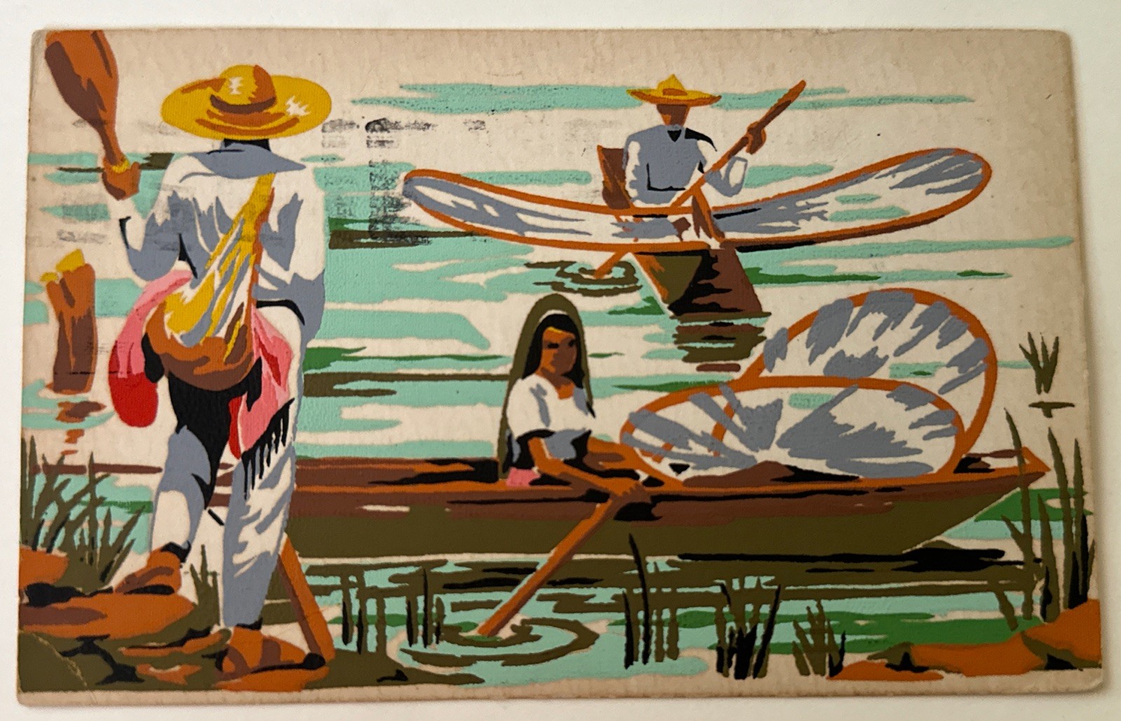 Mexican Fisherman In Lake Pátzcuaro a Lithograph By Yves Brayer 1963