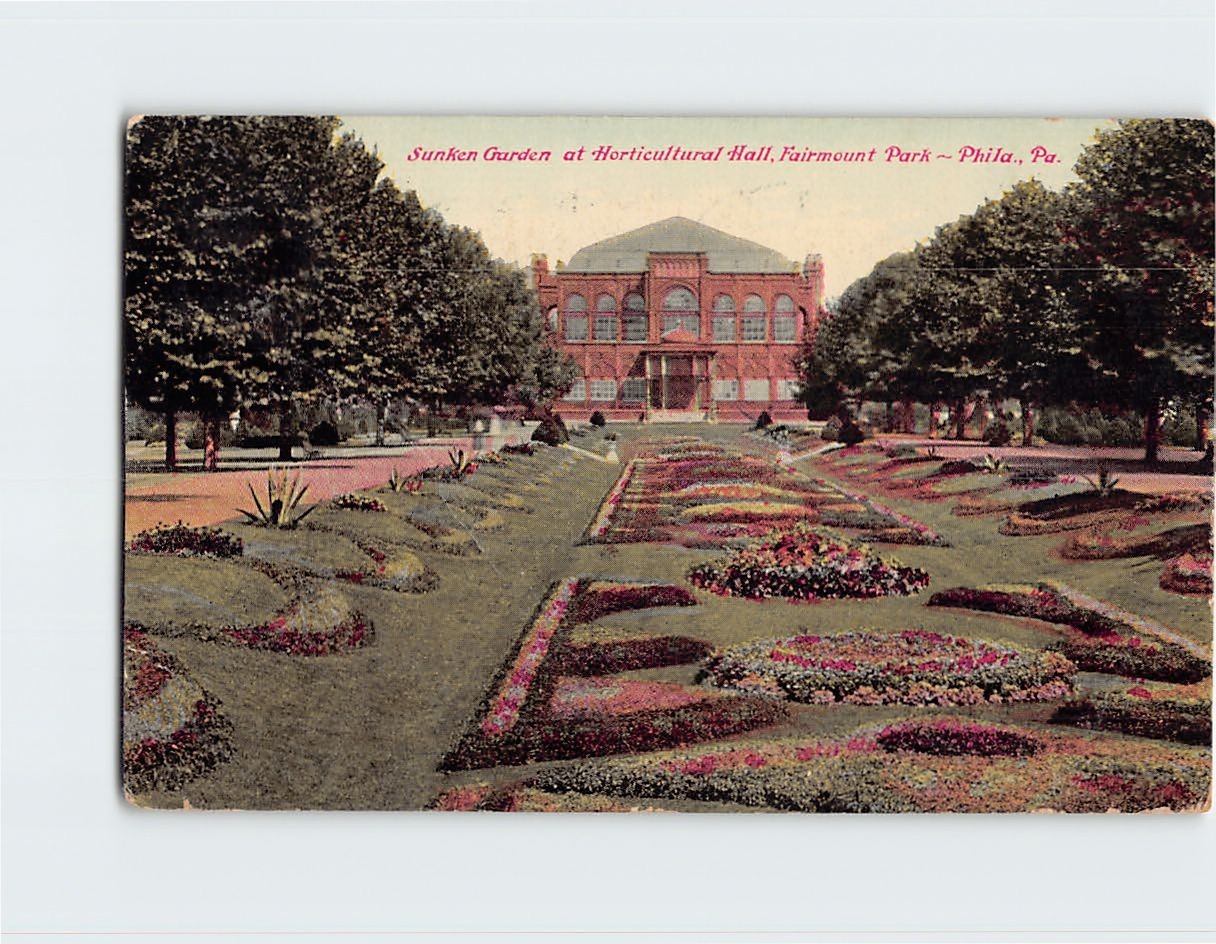 Postcard Sunken Garden Horticultural Hall Philadelphia Pennsylvania USA
