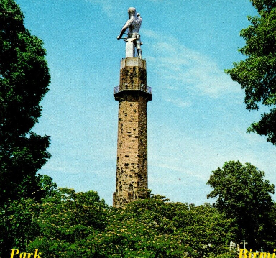 c1961 Vulcan Park, Cast-Iron Statue In Birmingham Alabama VINTAGE Postcard 4c