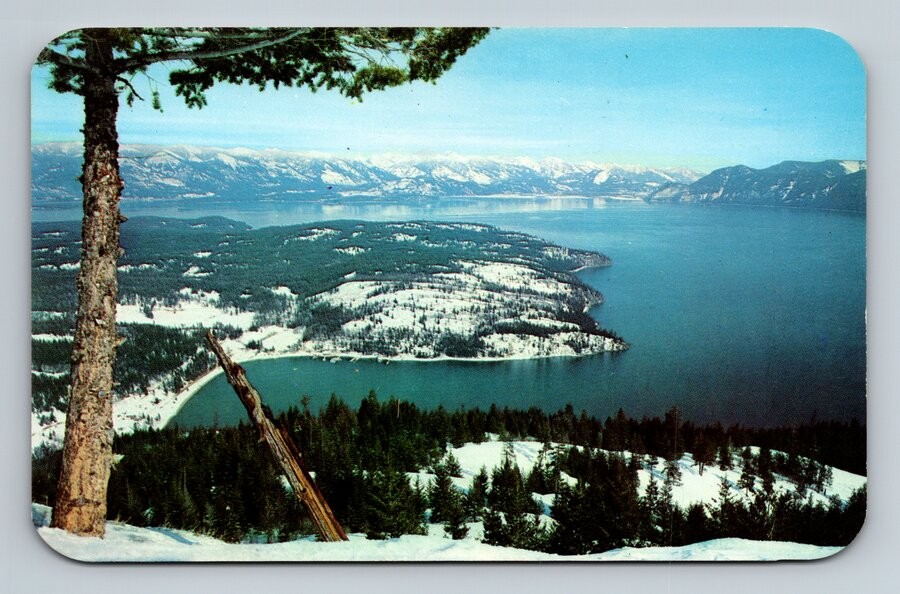 Sandpoint,ID Lake Pend Oreille Winter Scenic View Bonner County Idaho Vintage