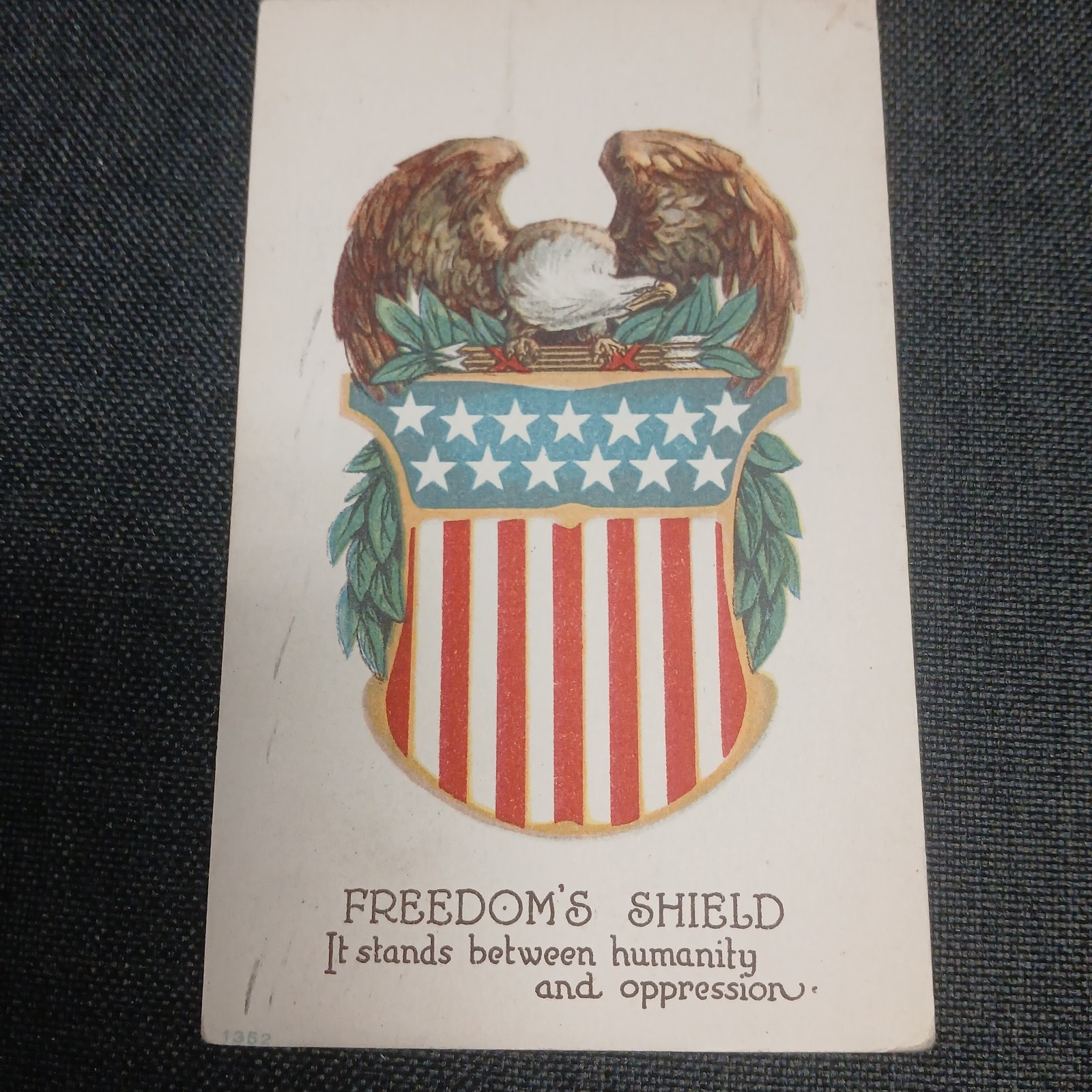 1900s Postcard Eagle Flag Sheild Patriotic 4th July Red White Blue Vintage