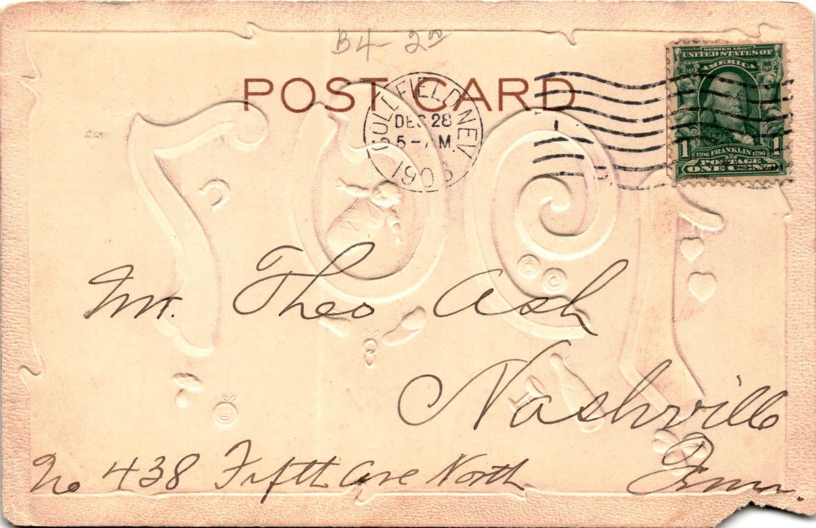 United States, Franklin, 1790, Nashville, Fifth Care North. Postcard