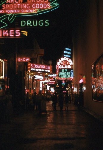 1956 Harolds Club Plus Neon At Night Reno NV 35mm Kodachrome Photo Slide