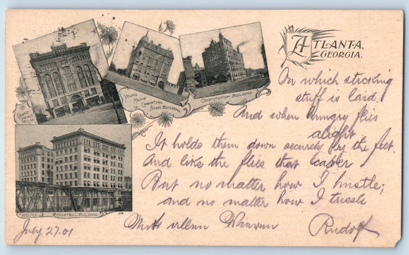Atlanta Georgia GA Postcard Buildings Multiview c1905 Posted Antique