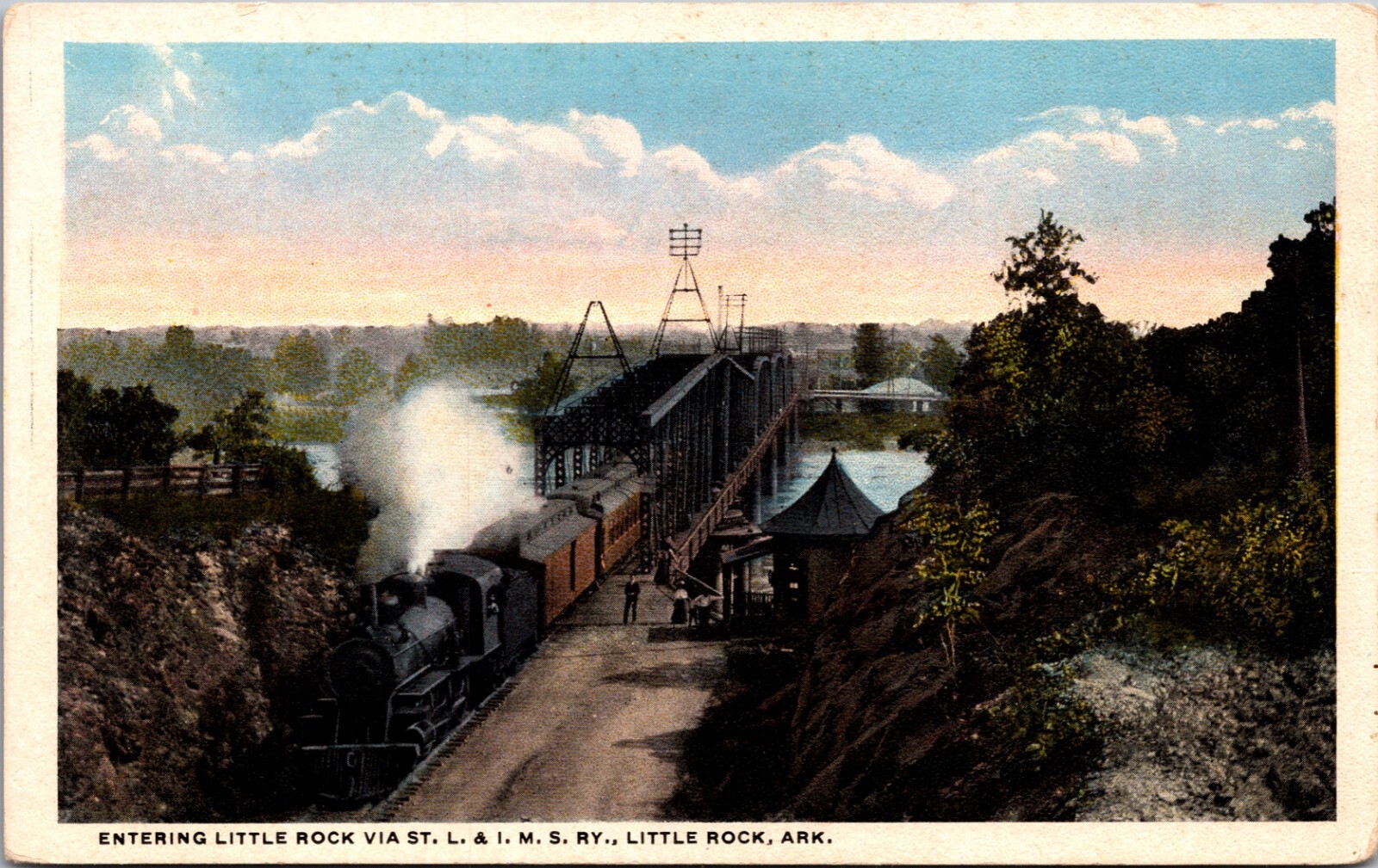 Entering Little Rock Via St. L. & I. M. S. RY., Little Rock, Arkansas Postcard