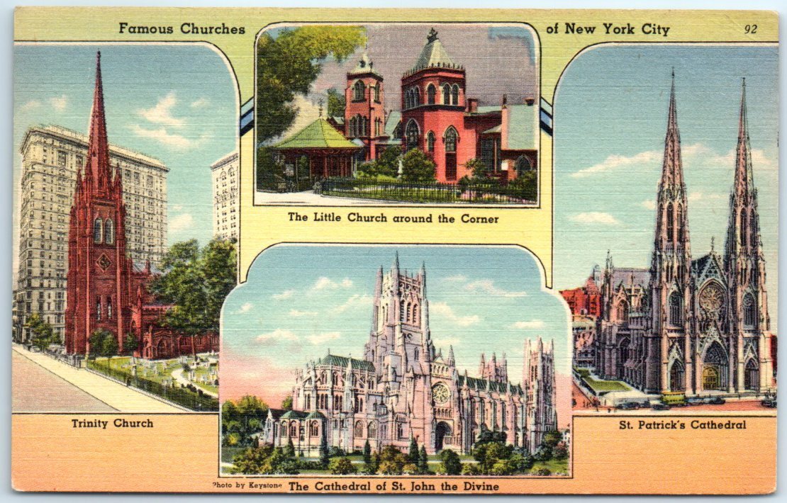 Postcard – Famous Churches of New York City, New York