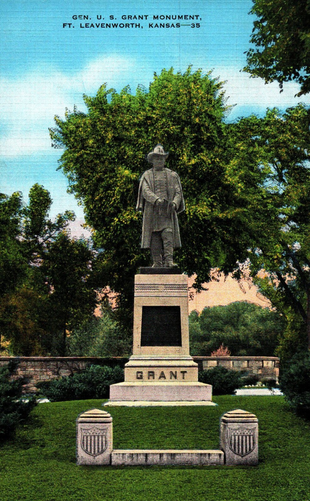 U.S. Gen Grant Monument,Ft Leavenworth, KS,Pres./Gen. Ulysses S. Grant Post Card