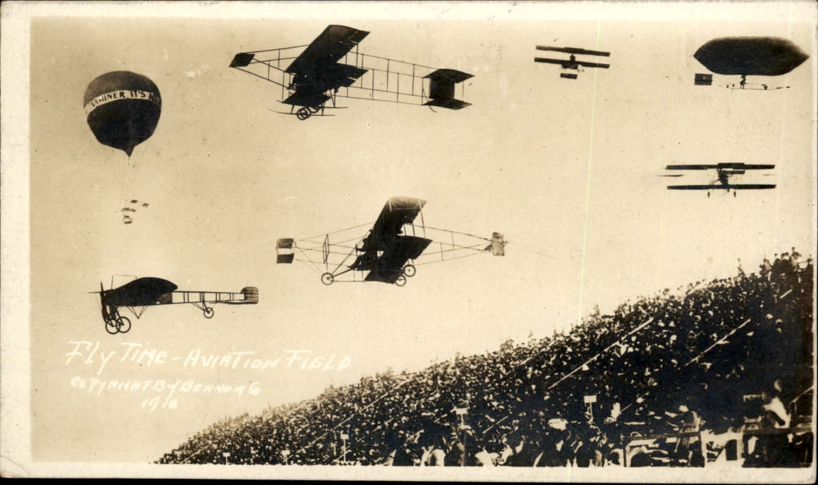 Aviation Field Airplanes Bennham Co. Los Angeles c1910 Real Photo Postcard bhn