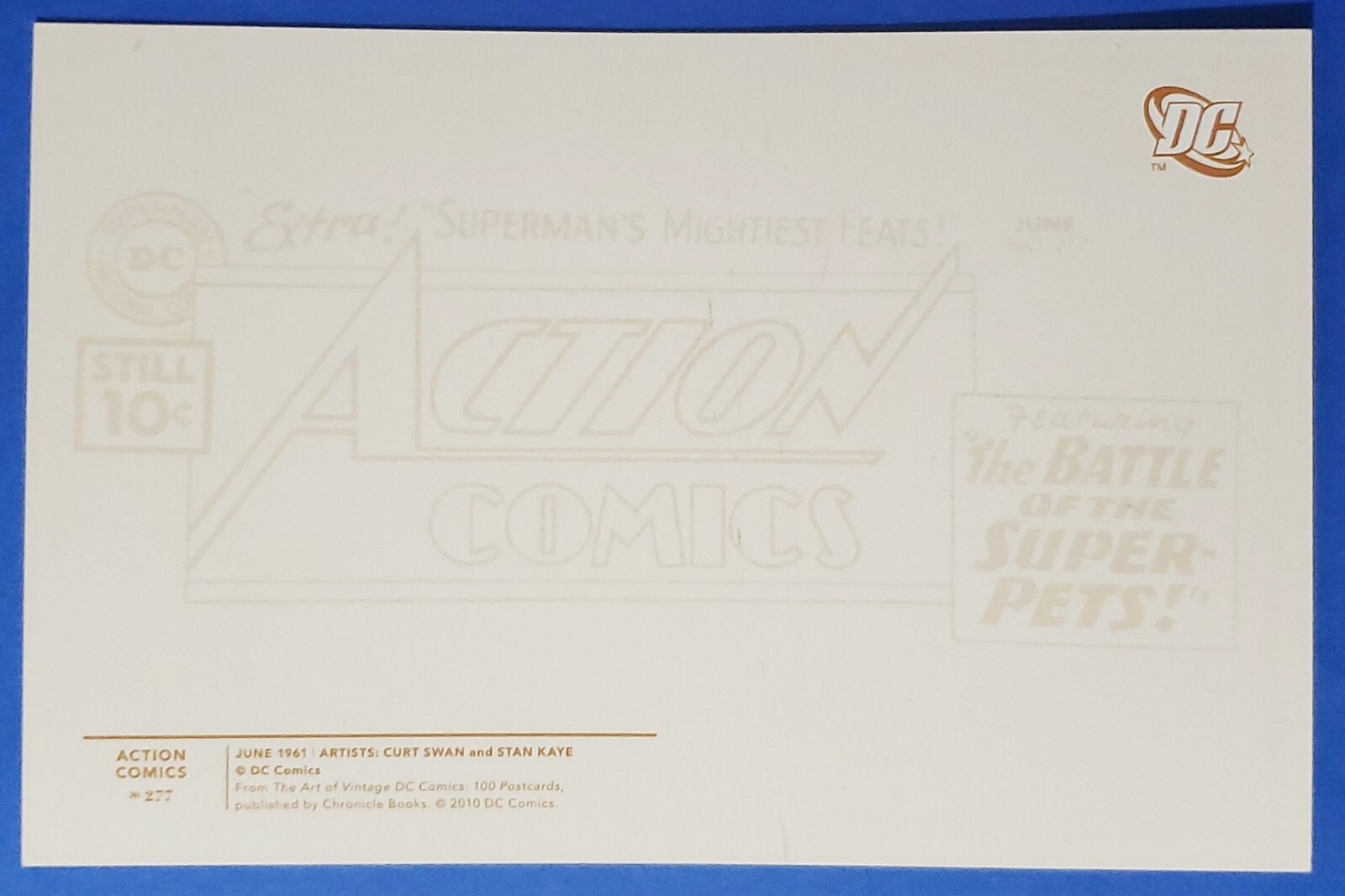 Postcard Action Comics Cover # 277 Superman Supergirl Pets 4″x6″ 2010 DC Comics