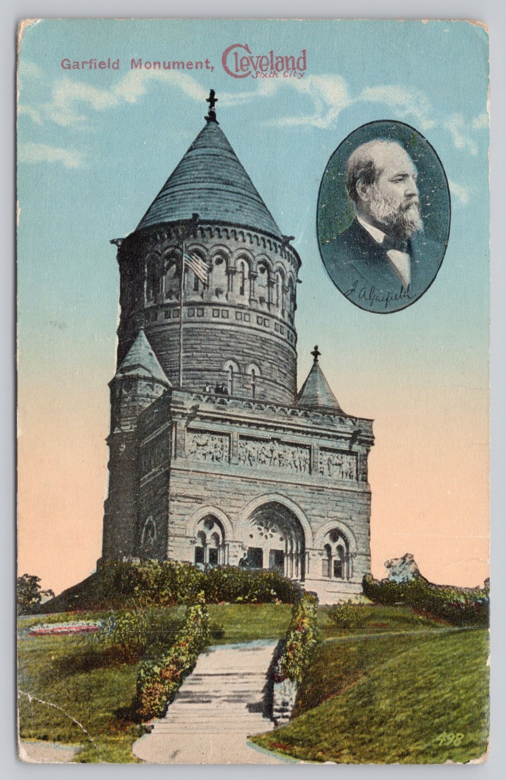 Garfield Monument Cleveland Lake View Cemetery postmark 1915 postcard
