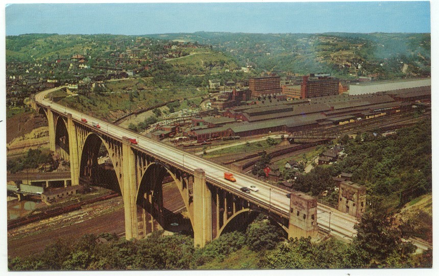 Westinghouse Bridge East Of Pittsburg PA Highway 30 Postcard Pennsylvania