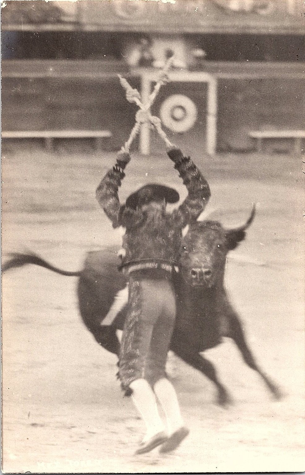 RPPC Postcard Matador Bull Fighting in Arena Spain Mexico