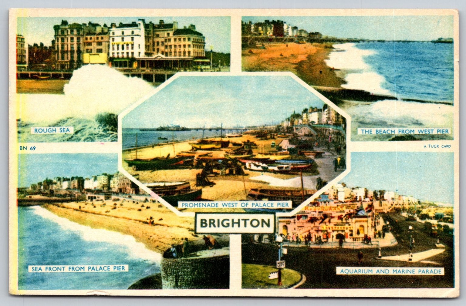 Vintage Brighton Multi-View Postcard Tuck’s 1959 Beach & Pier Scenes C308