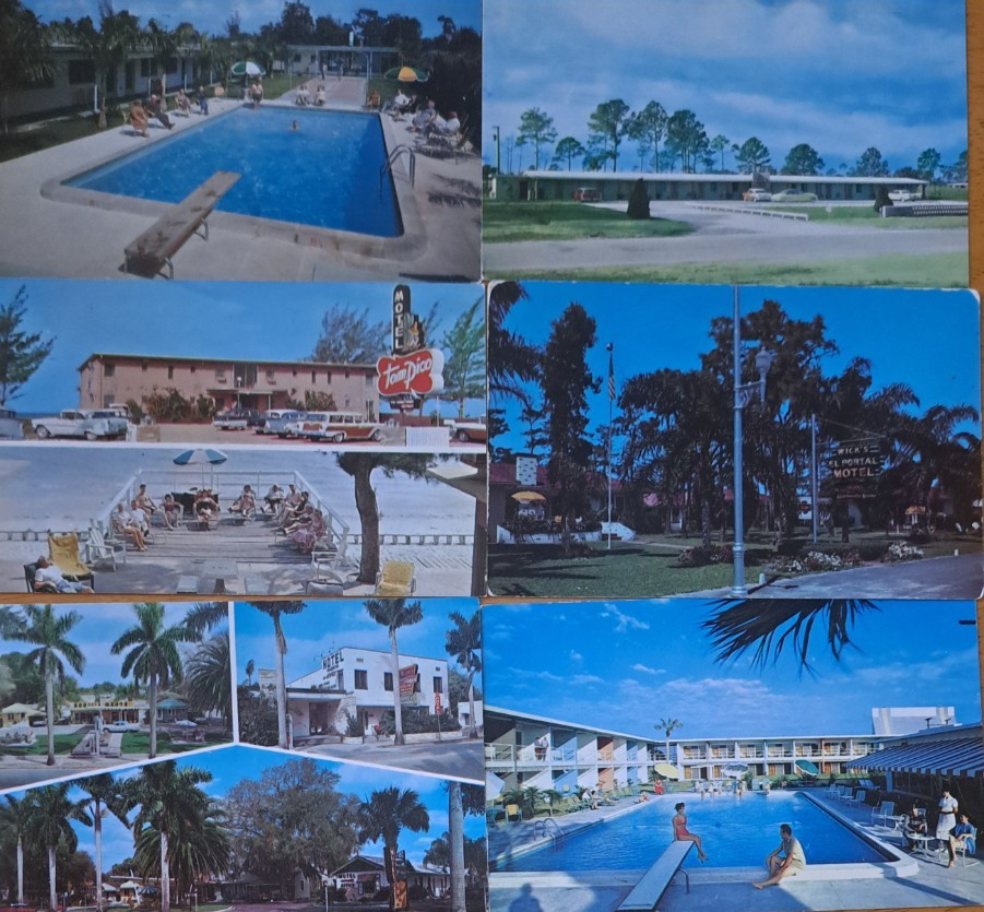 Lot of 10 FLORIDA Gulf Coast Area Motels Hotels Old Postcards