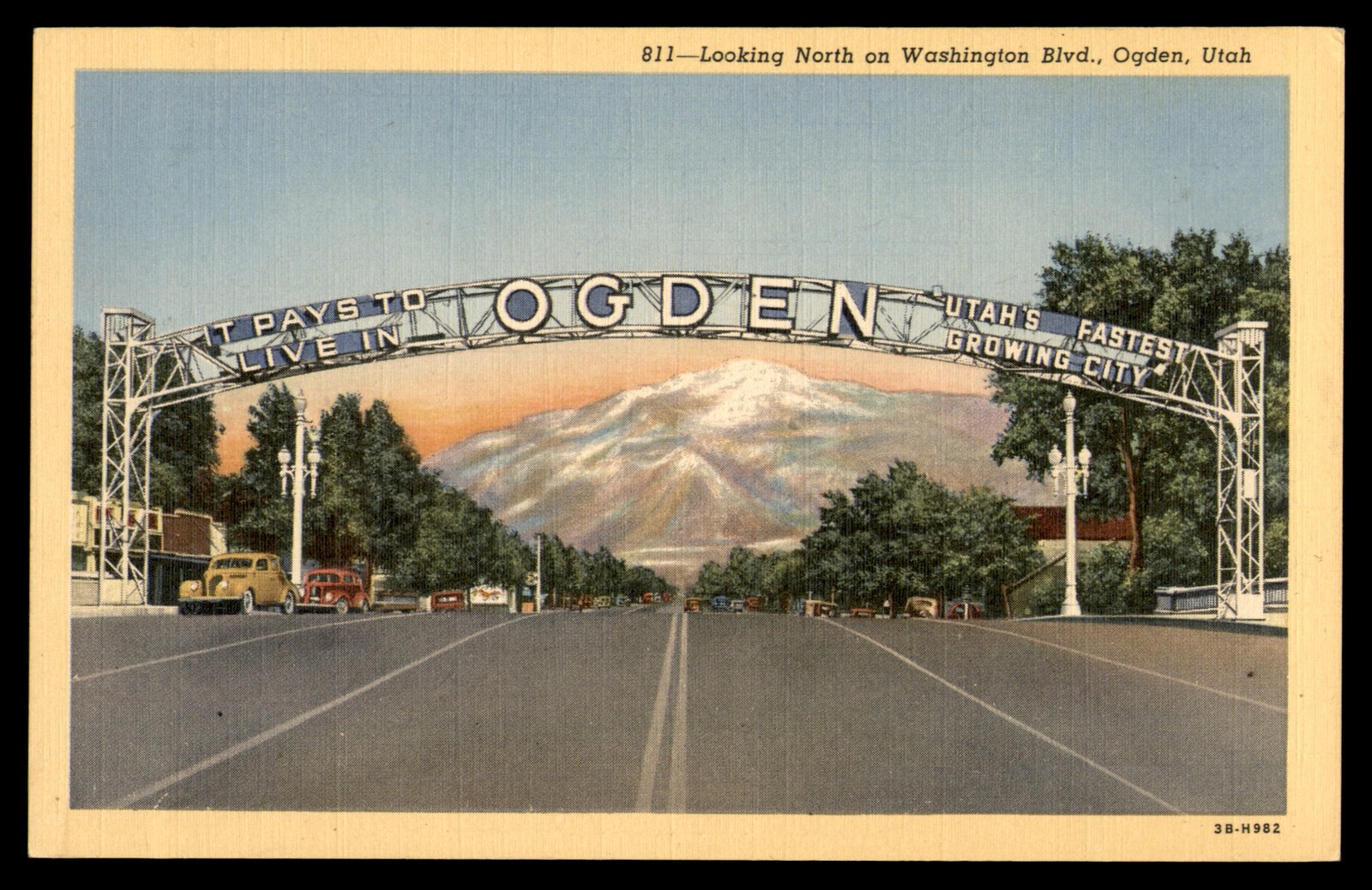 Postcard Gateway Archway on Washington Boulevard, Ogden, Utah